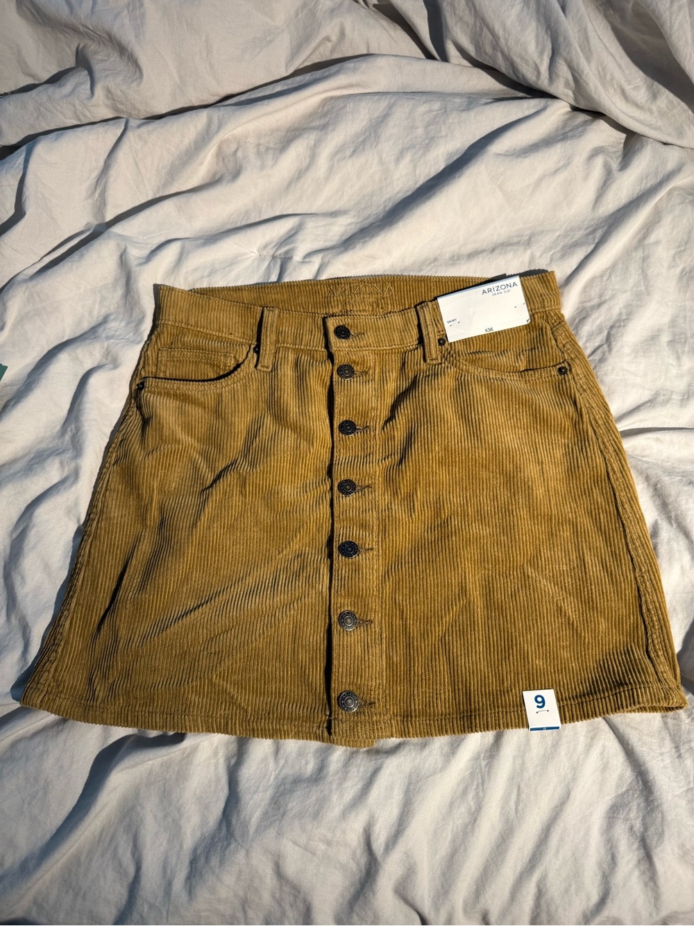 Arizona Jean Company Mustard Corduroy Button-Front Mini Skirt